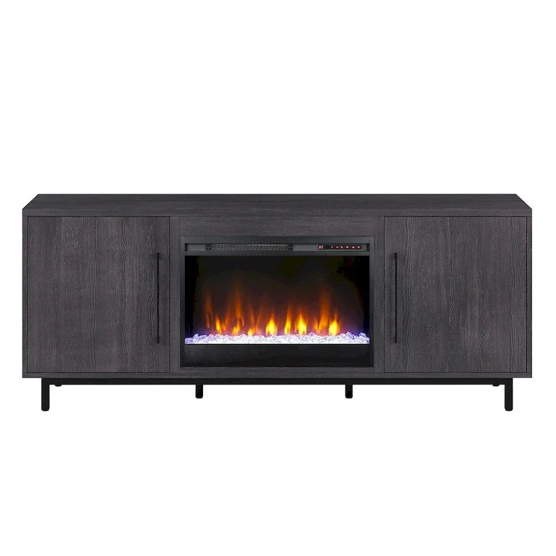Rectangular TV Stand with Crystal Fireplace for TV's up to 75
