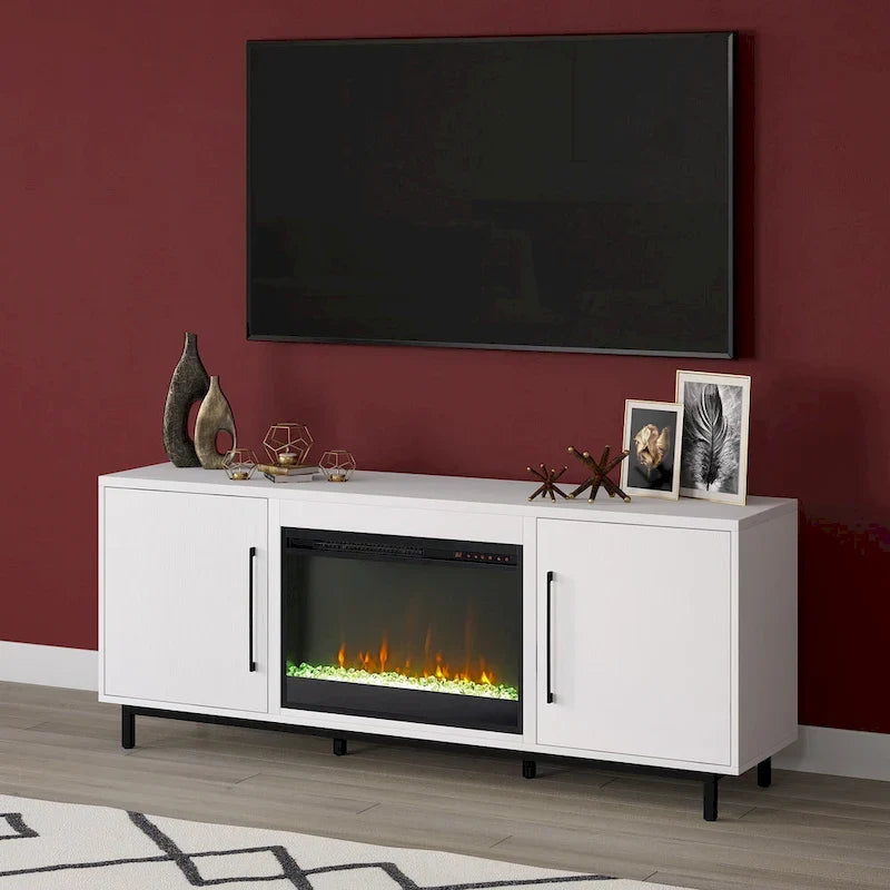 Rectangular TV Stand with Crystal Fireplace for TV's up to 75