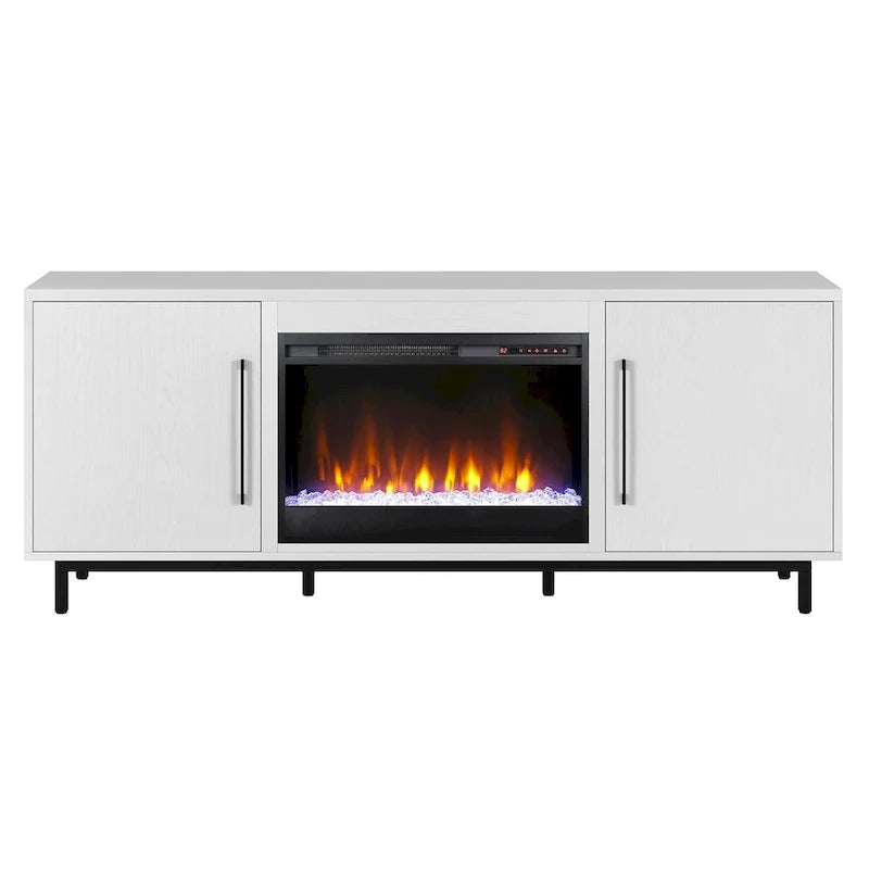 Rectangular TV Stand with Crystal Fireplace for TV's up to 75