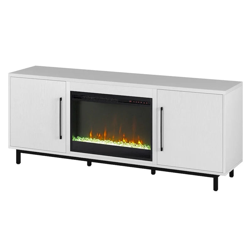 Rectangular TV Stand with Crystal Fireplace for TV's up to 75
