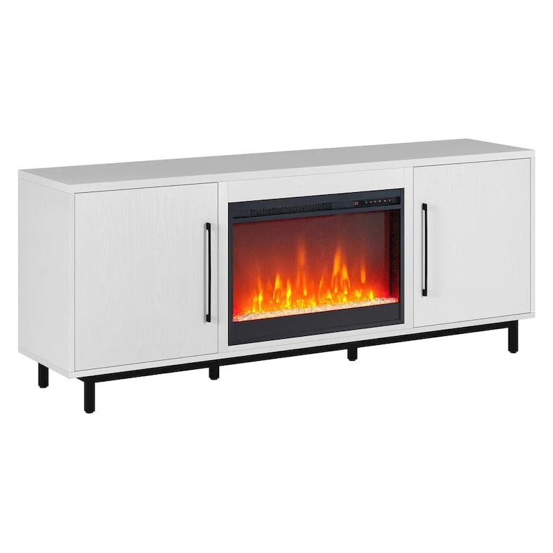Rectangular TV Stand with Crystal Fireplace for TV's up to 75