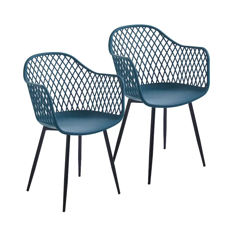 Hard Plastic Dining Chairs w/ Iron Legs (Set of 2)