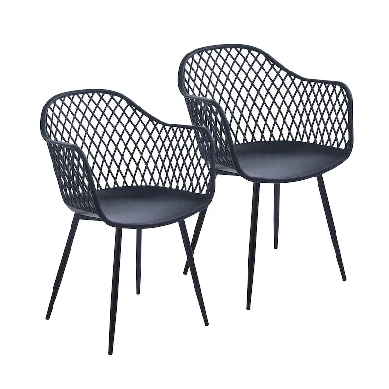 Hard Plastic Dining Chairs w/ Iron Legs (Set of 2)