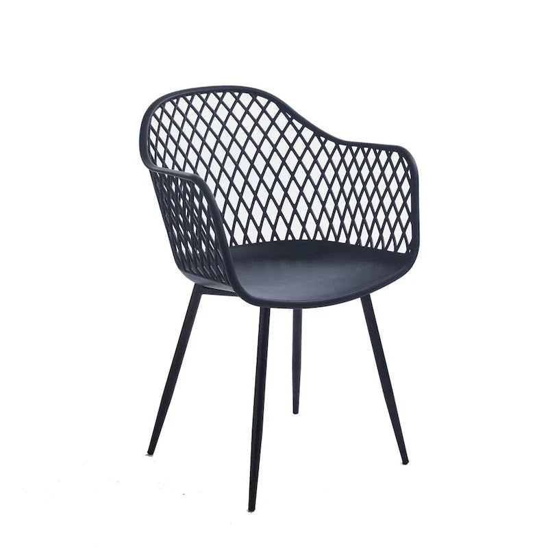 Sedie da pranzo in plastica rigida con gambe in ferro (set di 2)