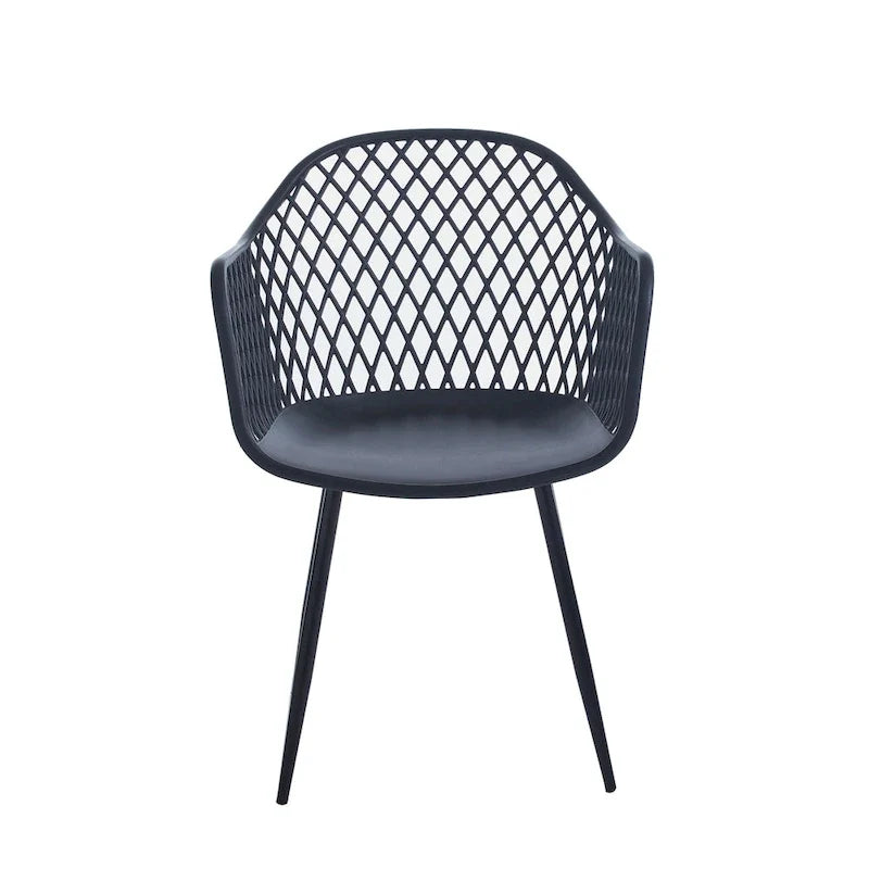 Sedie da pranzo in plastica rigida con gambe in ferro (set di 2)