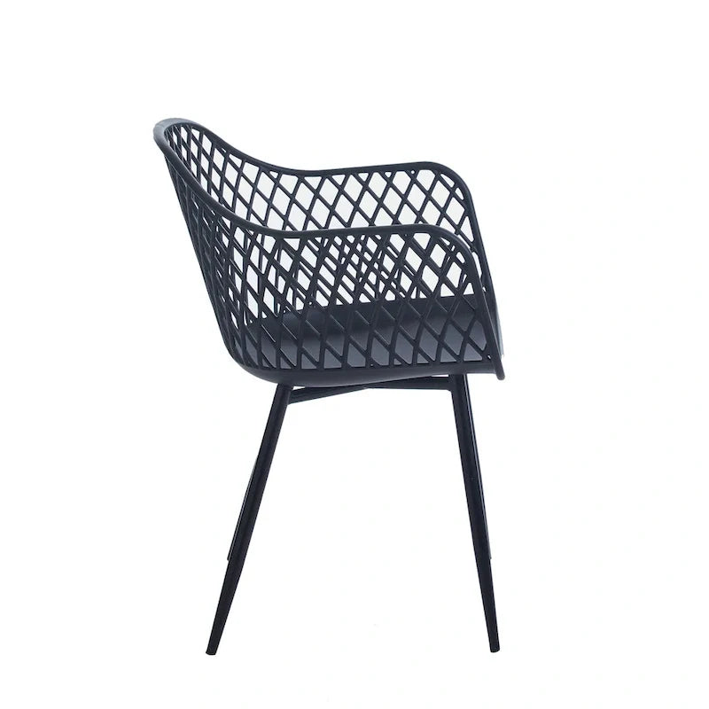 Sedie da pranzo in plastica rigida con gambe in ferro (set di 2)