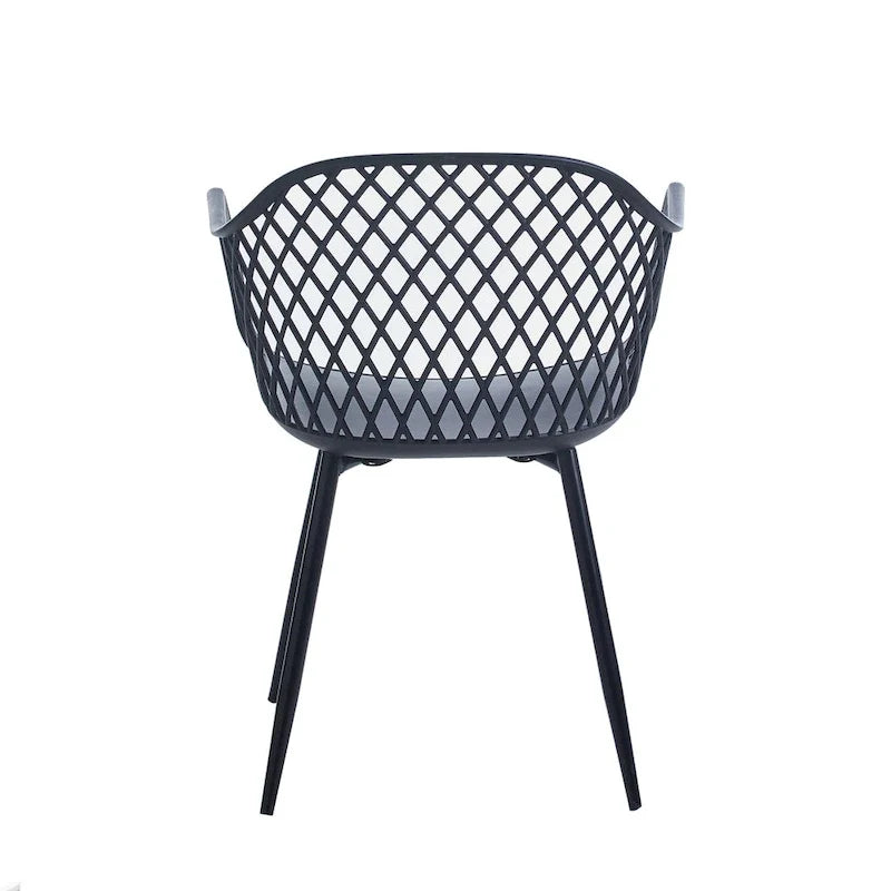 Sedie da pranzo in plastica rigida con gambe in ferro (set di 2)
