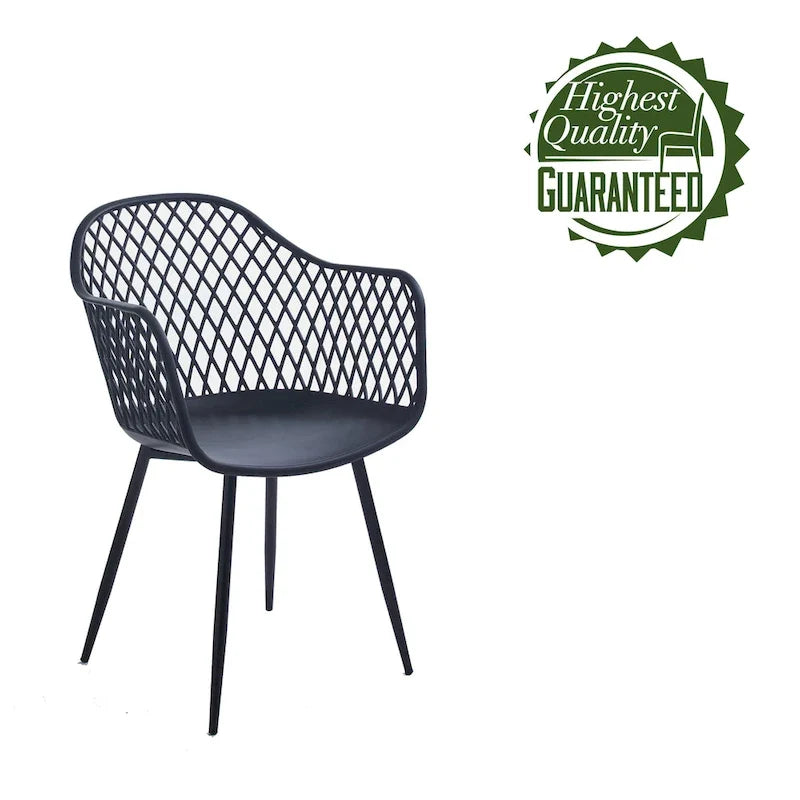 Sedie da pranzo in plastica rigida con gambe in ferro (set di 2)