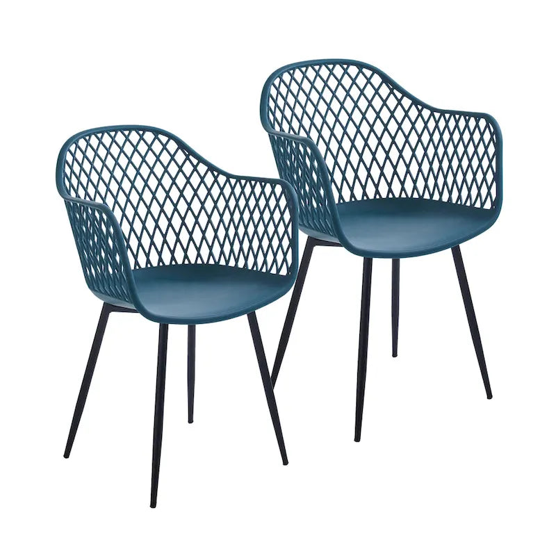 Sedie da pranzo in plastica rigida con gambe in ferro (set di 2)