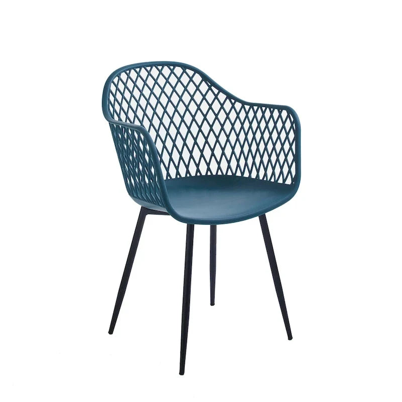 Sedie da pranzo in plastica rigida con gambe in ferro (set di 2)