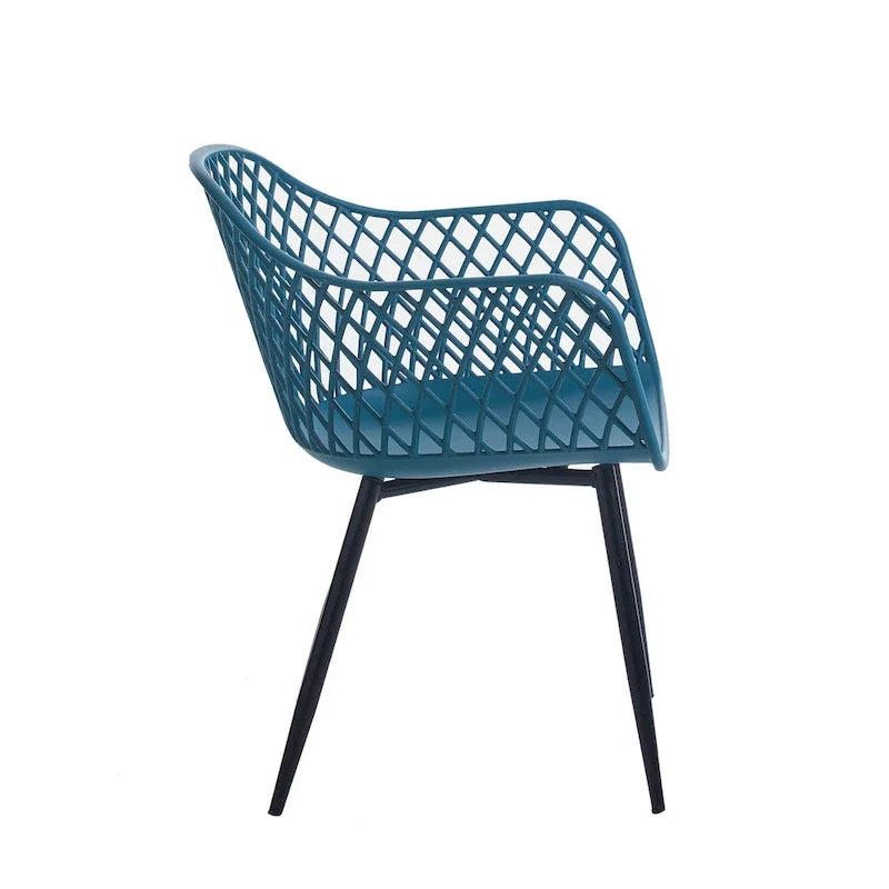 Sedie da pranzo in plastica rigida con gambe in ferro (set di 2)