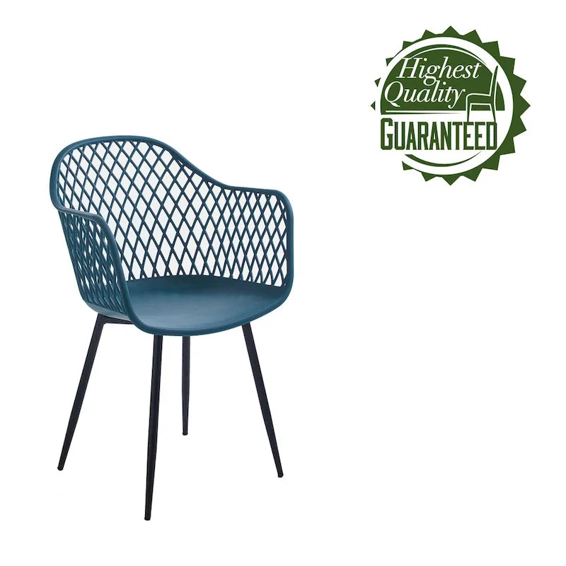 Sedie da pranzo in plastica rigida con gambe in ferro (set di 2)
