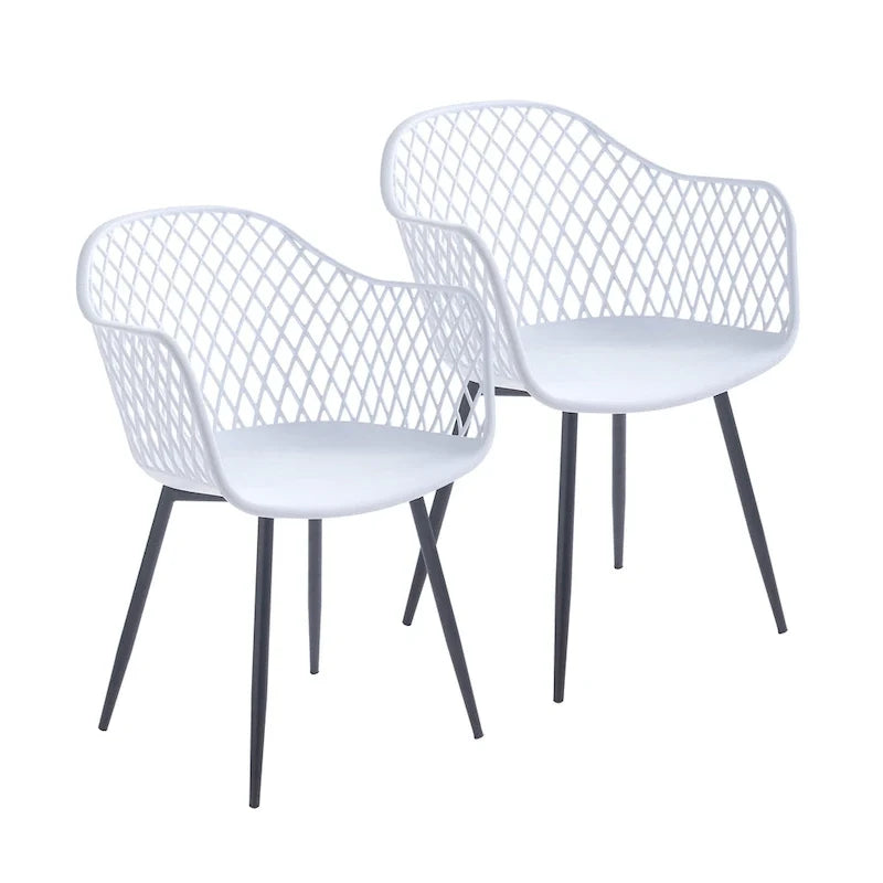 Sedie da pranzo in plastica rigida con gambe in ferro (set di 2)
