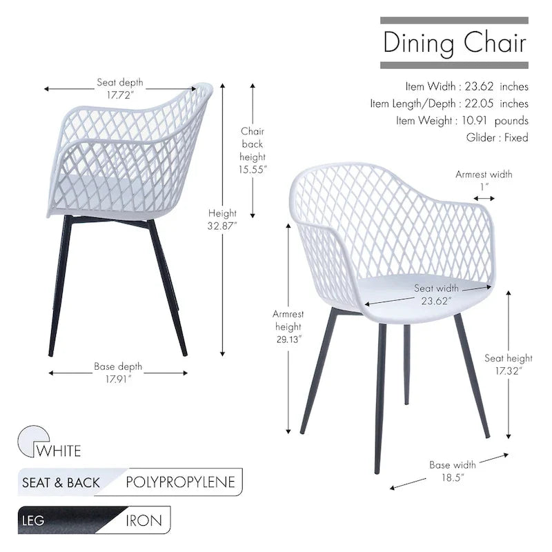 Sedie da pranzo in plastica rigida con gambe in ferro (set di 2)