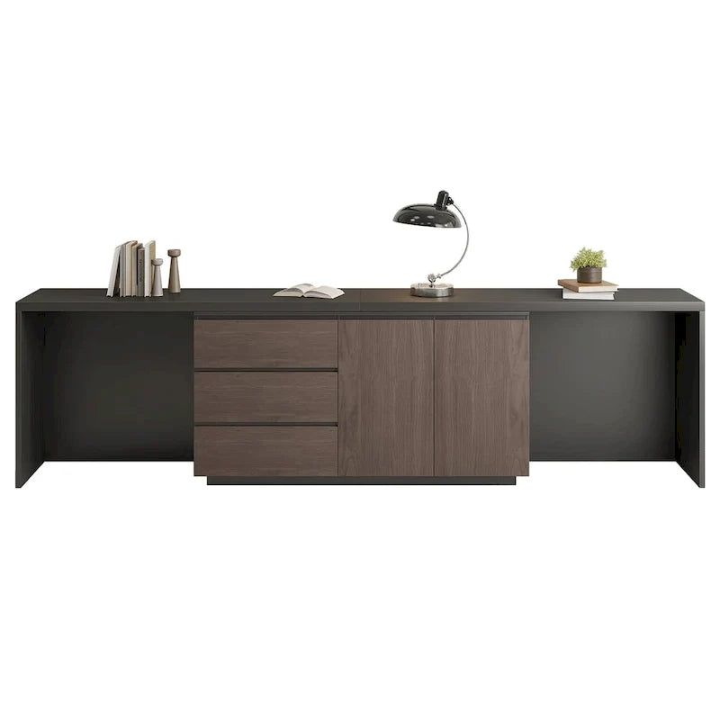 Super Large Modern Home Office Expandable Desk with Drawer Dresser for Storage