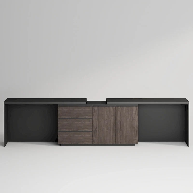 Super Large Modern Home Office Expandable Desk with Drawer Dresser for Storage