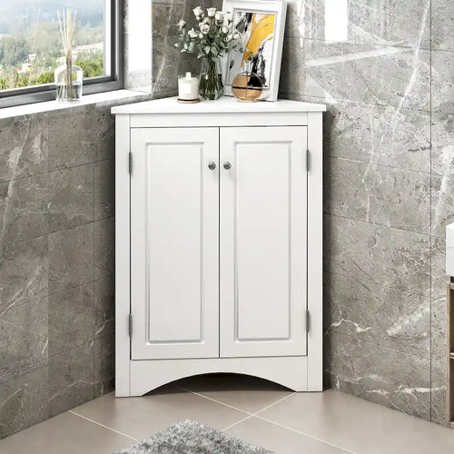 17.2 in. W x 17.2 in. D Triangle Bathroom Storage Cabinet with Adjustable Shelves