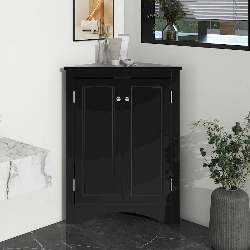17.2 in. W x 17.2 in. D Triangle Bathroom Storage Cabinet with Adjustable Shelves