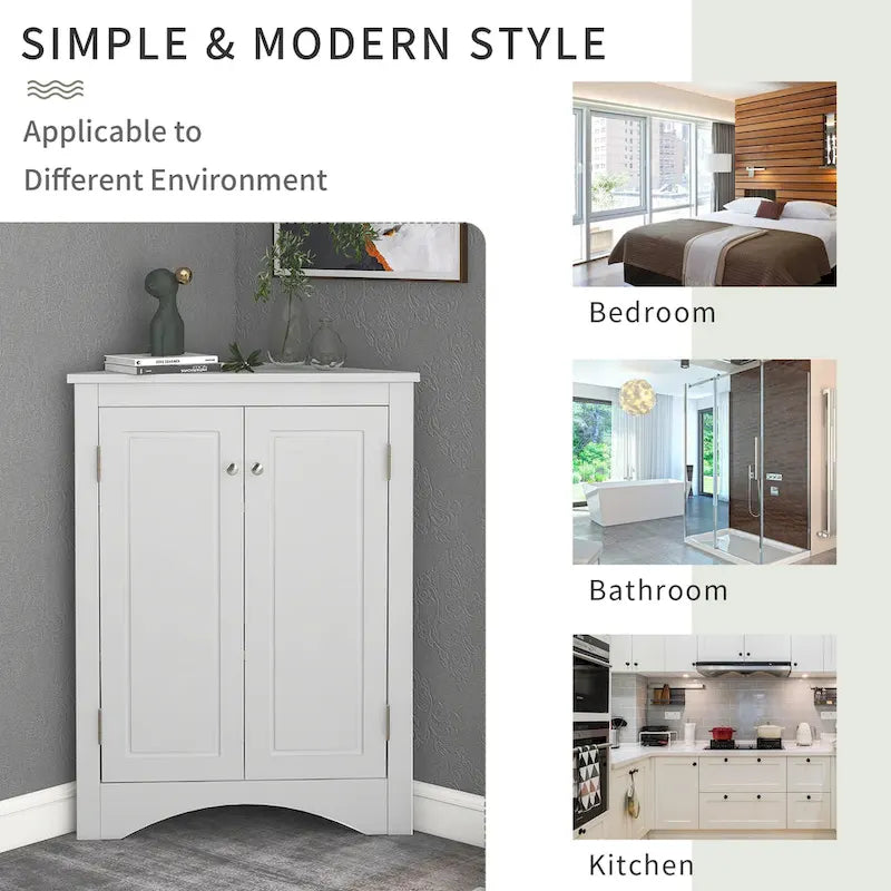 17.2 in. W x 17.2 in. D Triangle Bathroom Storage Cabinet with Adjustable Shelves