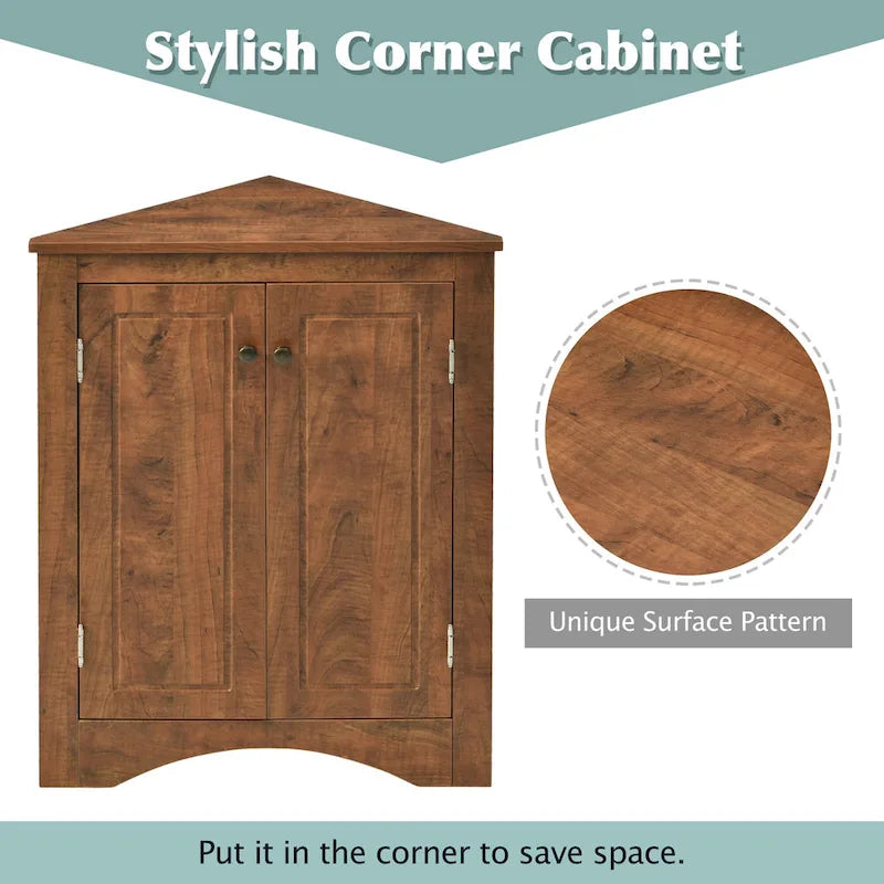 17.2 in. W x 17.2 in. D Triangle Bathroom Storage Cabinet with Adjustable Shelves