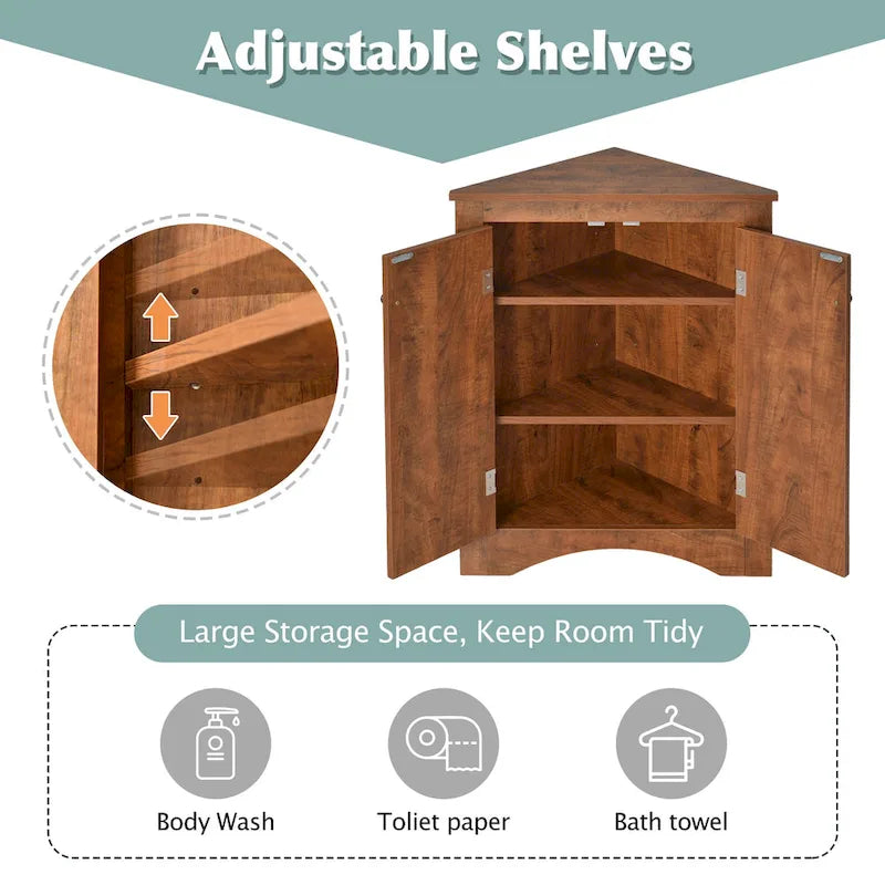 17.2 in. W x 17.2 in. D Triangle Bathroom Storage Cabinet with Adjustable Shelves