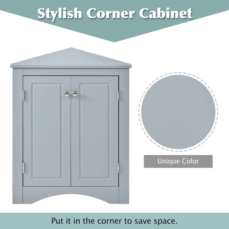 17.2 in. W x 17.2 in. D Triangle Bathroom Storage Cabinet with Adjustable Shelves