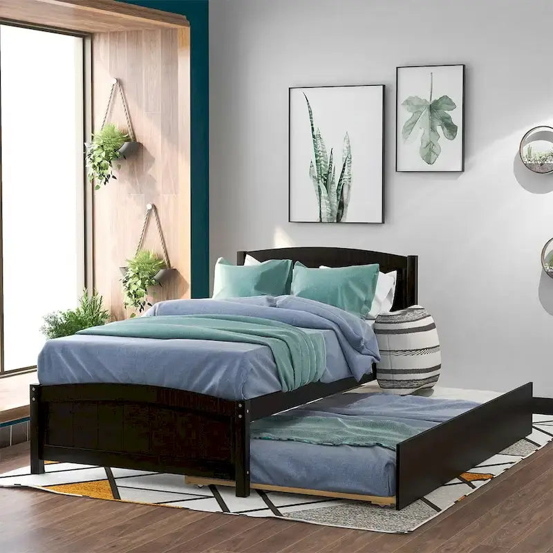 Twin Size Platform Bed with Trundle