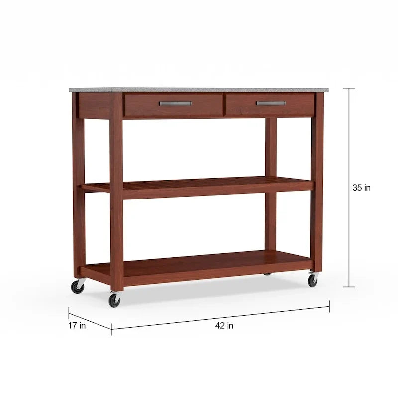 Solid Granite Top Kitchen Cart/ Island - 17d x 43w x 35h