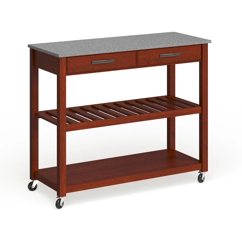 Wózek kuchenny/wyspa z blatem z litego granitu - 17d x 43w x 35h