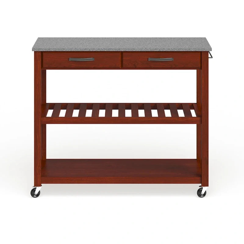 Wózek kuchenny/wyspa z blatem z litego granitu - 17d x 43w x 35h