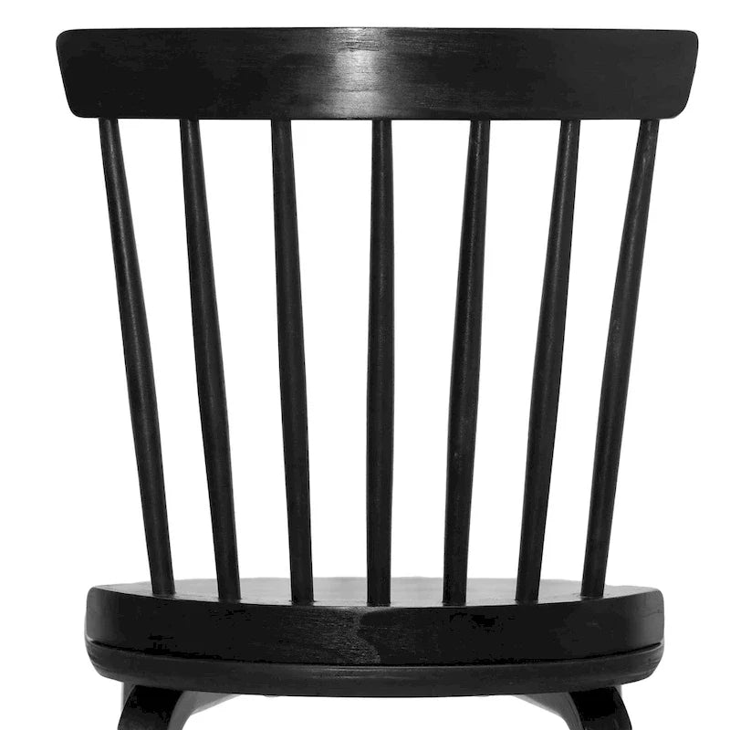 Sedie da pranzo Windsor in stile rustico con schienale a fusi e gambe in legno curvato, nere - 33.5H x 17.72W x 19.7D