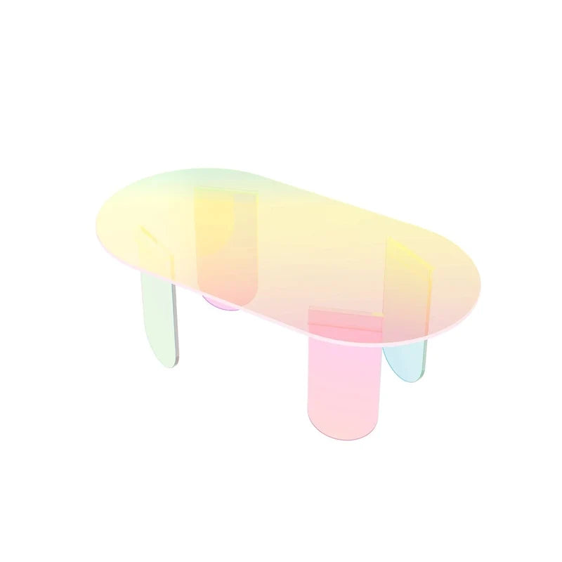 Colorful Coffee Table Iridescent Glass End Table Side Table - 38x20x15