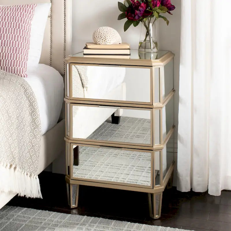 3-Drawer Mirrored Nightstand