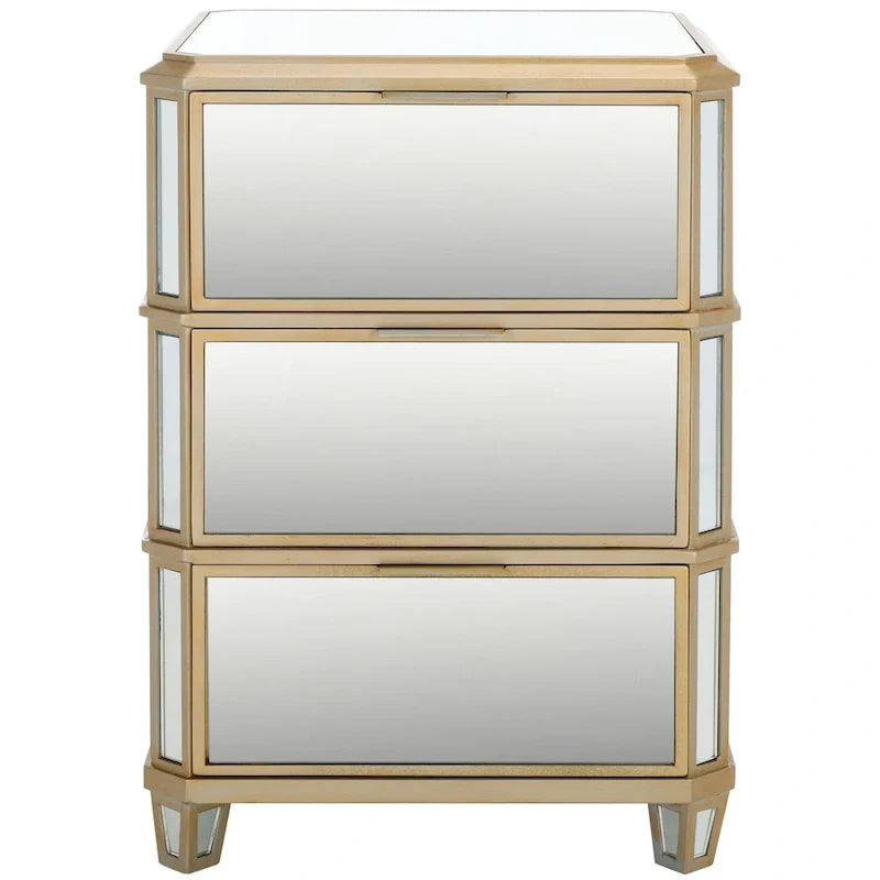 3-Drawer Mirrored Nightstand