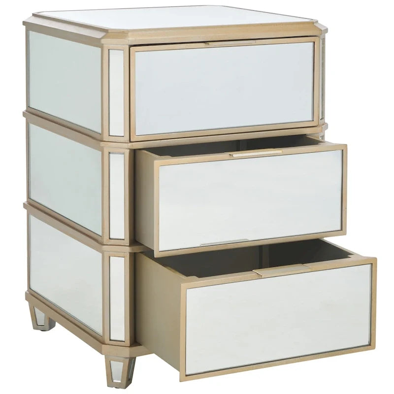 3-Drawer Mirrored Nightstand