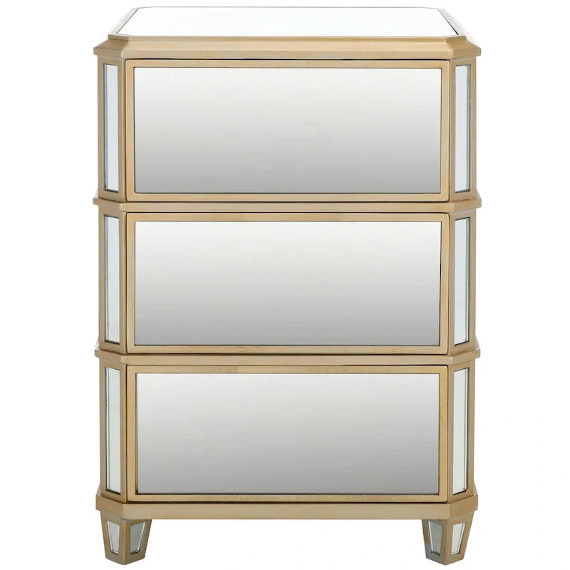 3-Drawer Mirrored Nightstand
