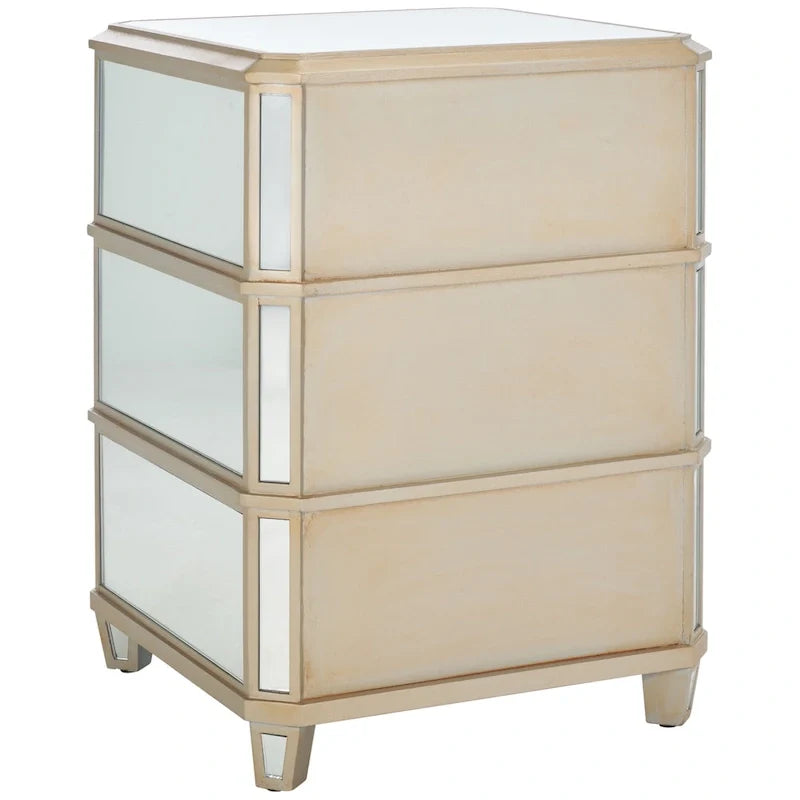 3-Drawer Mirrored Nightstand