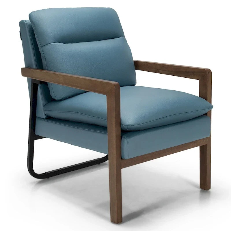Poltrona moderna d'accento con gambe in legno di caucciù - 34.5 x 26.5 x 36