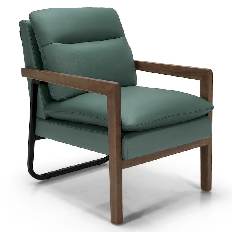 Poltrona moderna d'accento con gambe in legno di caucciù - 34.5 x 26.5 x 36