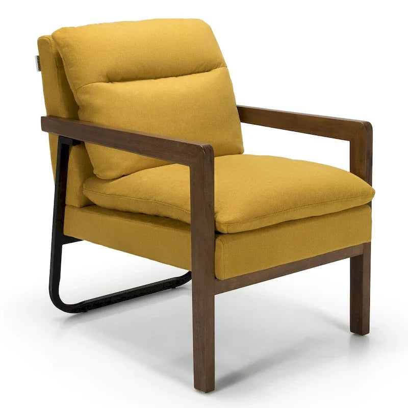 Poltrona moderna d'accento con gambe in legno di caucciù - 34.5 x 26.5 x 36