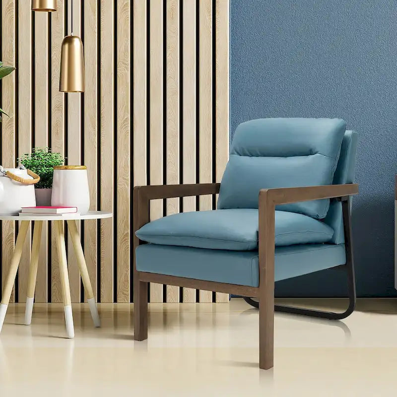 Poltrona moderna d'accento con gambe in legno di caucciù - 34.5 x 26.5 x 36