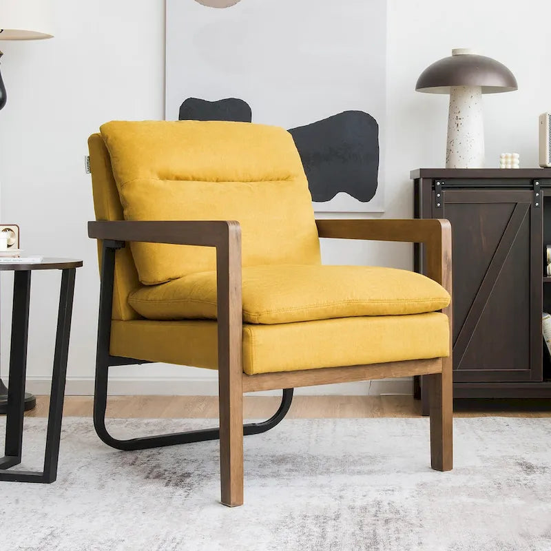 Poltrona moderna d'accento con gambe in legno di caucciù - 34.5 x 26.5 x 36