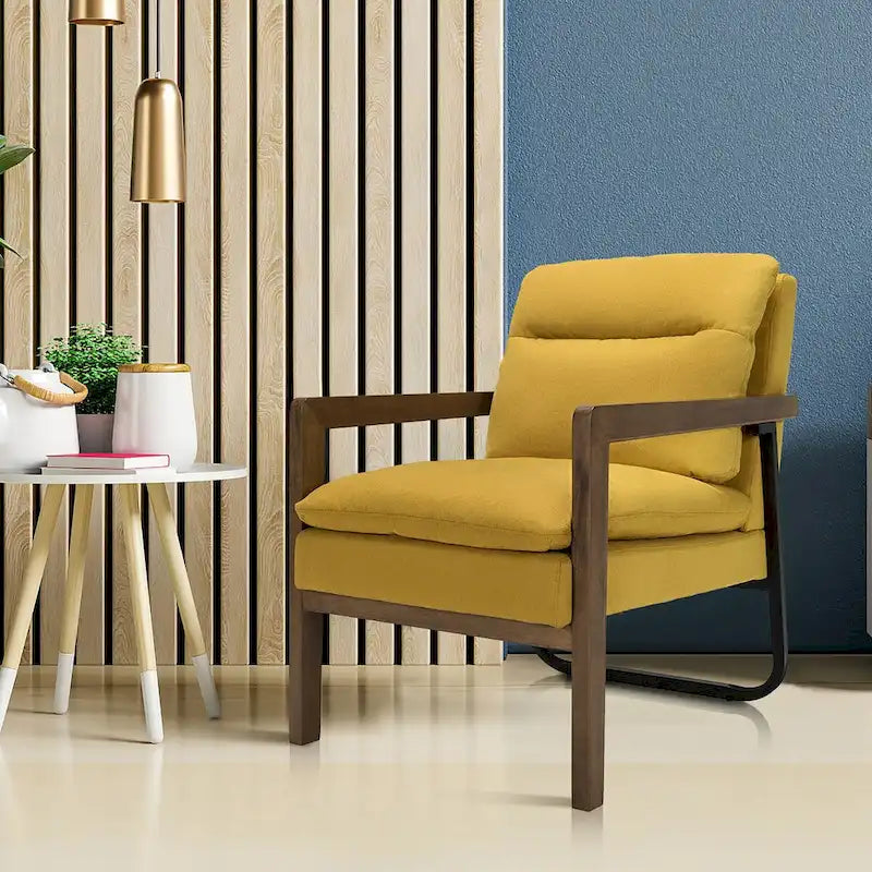 Poltrona moderna d'accento con gambe in legno di caucciù - 34.5 x 26.5 x 36