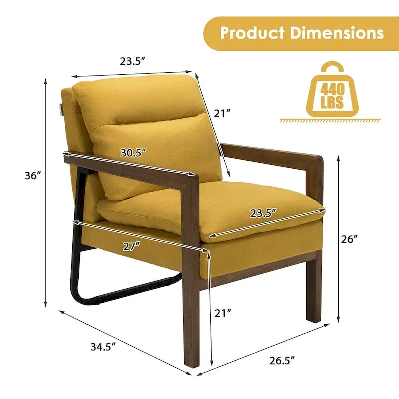 Poltrona moderna d'accento con gambe in legno di caucciù - 34.5 x 26.5 x 36