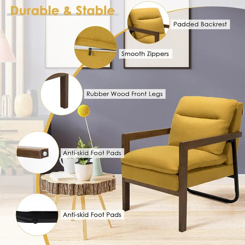 Poltrona moderna d'accento con gambe in legno di caucciù - 34.5 x 26.5 x 36