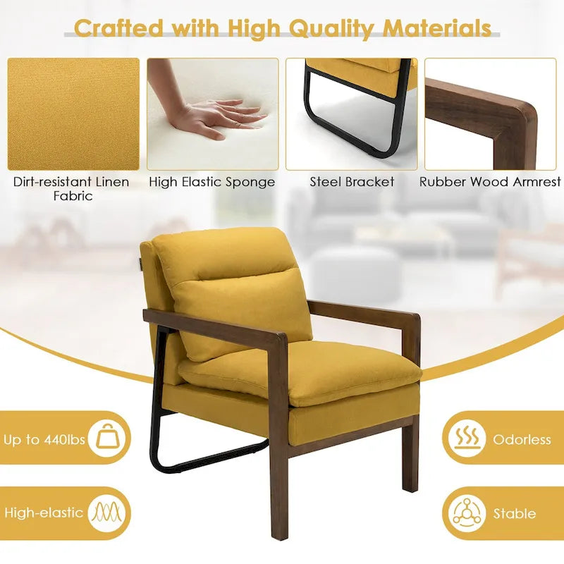 Poltrona moderna d'accento con gambe in legno di caucciù - 34.5 x 26.5 x 36
