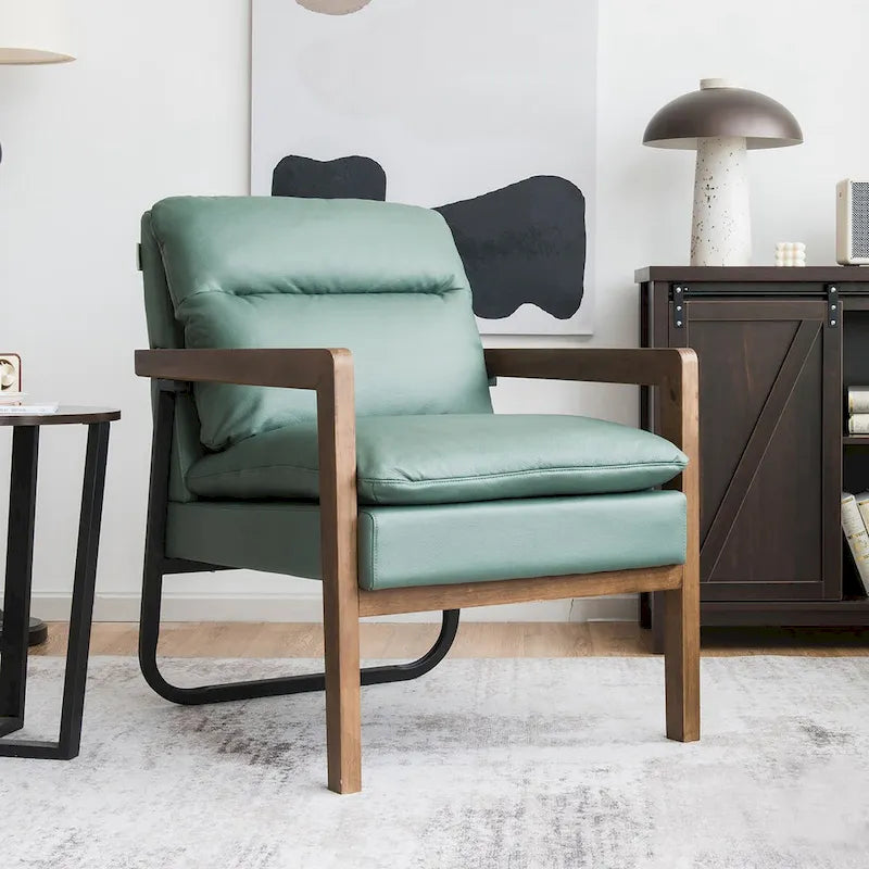 Poltrona moderna d'accento con gambe in legno di caucciù - 34.5 x 26.5 x 36