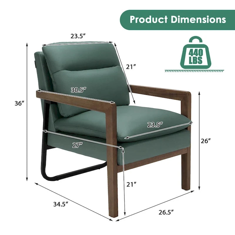 Poltrona moderna d'accento con gambe in legno di caucciù - 34.5 x 26.5 x 36