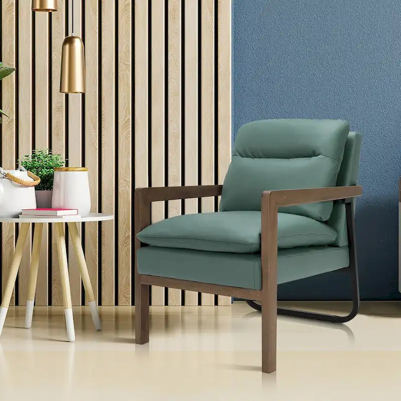 Poltrona moderna d'accento con gambe in legno di caucciù - 34.5 x 26.5 x 36