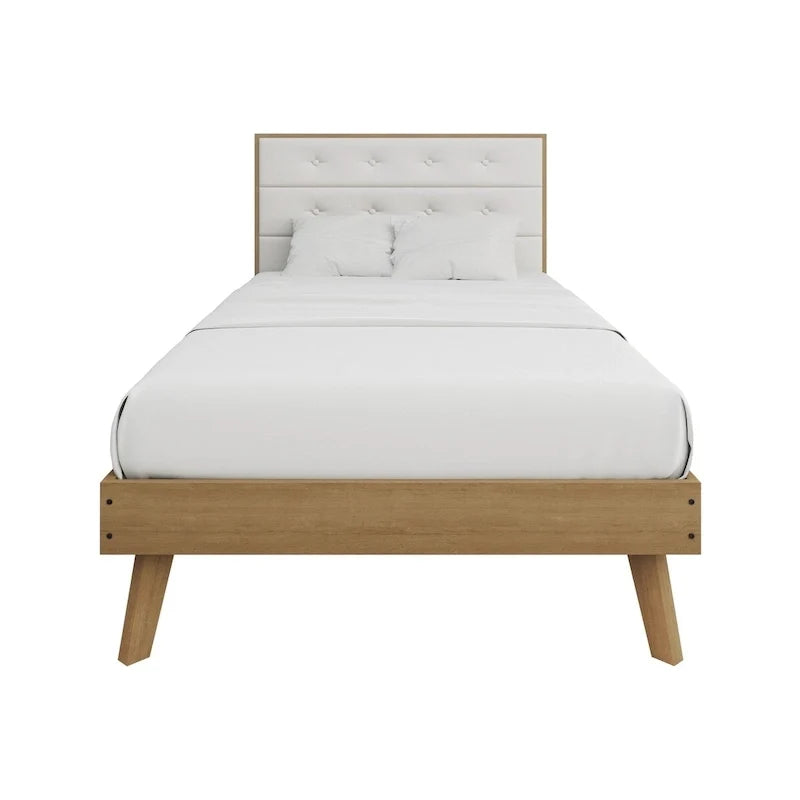 Mid-Century Wooden Platform Bed